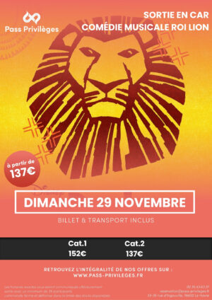 Sortie - Comédie Musicale Roi Lion - Dimanche 29 novembre